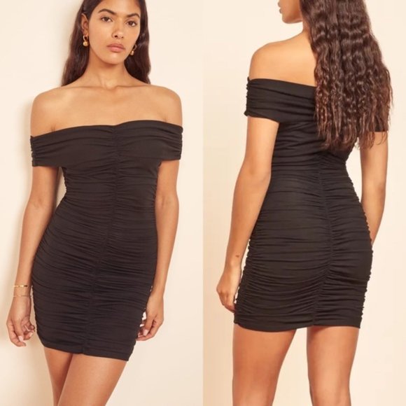 REFORMATION Sabine Ruched Off Shoulder Dress - Picture 2 of 5